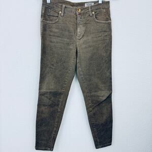 Closed Womens Denim Pants Size 27 Crop Textured Sheen Cotton Stretch Brown